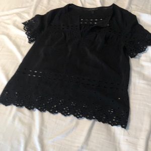 JCrew silk top with flower cutouts